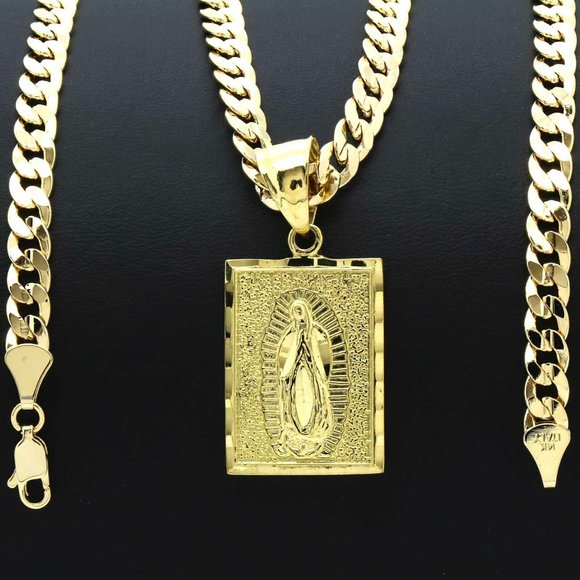 18k Gold Nugget 24" Cuban Chain + Pendant